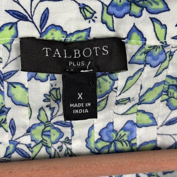 Talbots Long Sleeve Lightweight 100% Cotton Button Up Shirt Sz X Cottage Summer - Picture 4 of 8